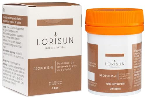 LORISUN | Propóleo, Vitamina C y Eucalipto | Mejora el Sistema Inmunológico | Antiinflamatorio, Antibacteriano y Antioxidante Natural | Mejora la apariencia de la piel I 30 Pastillas