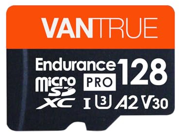 Vantrue 128GB Memory Card MicroSDXC UHS-I A2 High Speed 4K UHD Video High Speed Transfer Monitoring SD Card APC A2 with Adapter for Dash Cams, Body Cams, Action Camera, Surveillance & Security Cams | UHS-I U3, 4K UHD video, high speed transfer, monitoring grade, for dash cams, body cams, action cameras, security systems