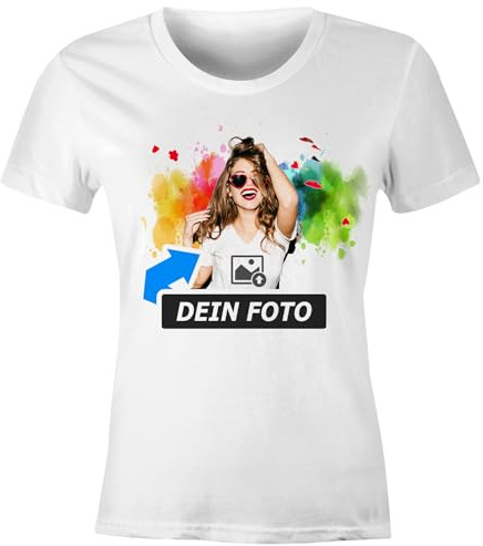 SpecialMe® Damen T-Shirt personalisiert mit Foto Text T-Shirt selbst gestalten & Bedrucken Lassen Foto-Geschenk
