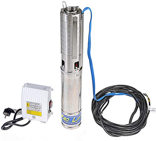 Pro-Lift-Werkzeuge Tiefbrunnenpumpe 550W Edelstahl Brunnenpumpe Garten 4“ Tauchdruckpumpe 5500 l/h Wasserpumpe Rohrpumpe 220V Deep Well Pump mit Schaltbox