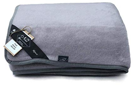Hollert Wolldecke Alpaka Prestige Naturhaardecke weiche & warme Kuscheldecke Couch- Sofadecke Wohndecke Größe 160 x 200, Farbe Grau
