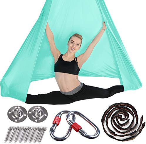 Brinny Yoga DIY Silk Pilates Premium Aerial Silks Equipment Aerial Yoga Tuch Aerial Silk elastische Yoga Hängematte mit Stoff Zubehör 5 Meter