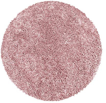 Teppium Moderner Hochflor Teppich Wohnzimmer 120 cm Rund Rosa - Shaggy Flauschiger Teppich, Extra Weich, Pflegeleicht und Einfarbig - für Schlafzimmer, Küche und Esszimmer