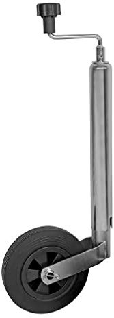 OROK - Roue Jockey remorque diamètre 48mm avec manivelle - Acier galvanisé - Roue Pleine Plastique 200mm - Charge Maximum supportée à la flèche 130kg - Bride (Collier à charnière) Non fourni