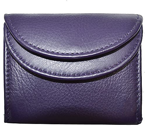 flevado Kleine Mini Geldbörse Partybörse Bäckerbörse Kinderbörse Echt Leder 6 Farben wählbar (Lila)
