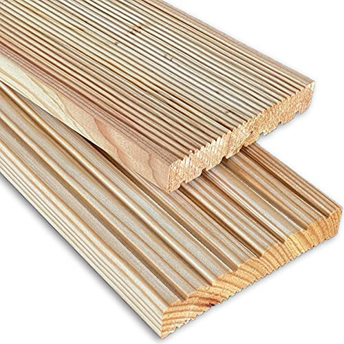 Terrassendielen Holzterrasse Deutsche Lärche 24 x 143 mm - Terrassenbelag Komplettset - Massiv Diele aus Nadelholz inkl. Unterkonstruktion & Terrassenschrauben - Dielenlänge: 3m | Fläche: 24m²