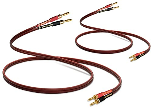 WOWLED HIFI OFC Lautsprecherkabel mit Bananenstecker, 2X High-End reines Kupfer 1,5 m vergoldete Bananenstecker Stecker auf Stecker 600 Strang Lautsprecherkabel Audio HIFI System Heimkino 4,9 Fuß