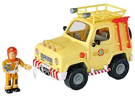 Simba Sam Le Pompier 109252511 - Véhicule Tout-Terrain Avec Figurine, Camion de Pompier 15 Cm, Avec Lumière, Portes ouvrantes, Accessoires, à Partir de 3 Ans Exclusivité sur Amazon