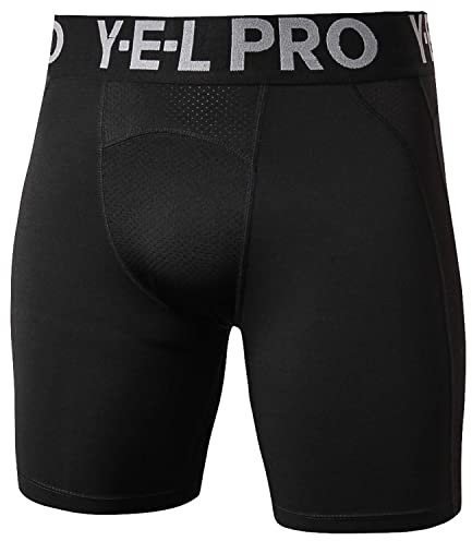 Sillictor Mens Compression Shorts Mesh Moisture Wicking Running Underwear Men Anti Chafing Tight Gym Shorts Men Fitness Underwear for Football Cycling Training,Breathable Muscle Support 1045 Black M