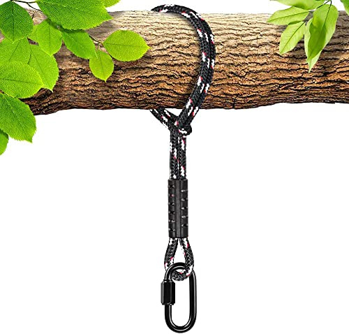 BeneLabel Schaukel Aufhängung Seil, 120cm Hängematte Baumbefestigung Gurt Hängesessel Balkenbefestigung mit Karabiner für Indoor Outdoor Baumschaukel Nestschaukel, 1134kg/10mm Durchmesser, Schwarz