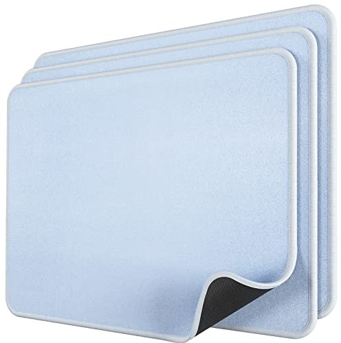 KTRIO, 3 Pack Mouse Pads with Stitched Edges, Blue, Waterproof Gaming Mouse Mat, Durable Rubber Base for Office, Computer, Laptop and PC