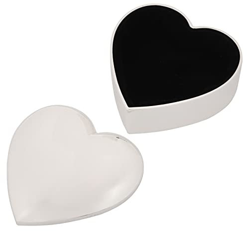 Zerodeko Caja De Joyería Forma De Corazón Metálica Plateada, Caja De Anillos Interior De Terciopelo, Porta Anillos Para Boda y Obsequio, Diseño Compacto y Portátil Para Ceremonia