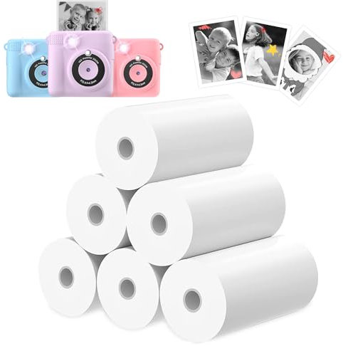 Carta fotografica istantanea della macchina fotografica della stampa dei bambini, 6 rotoli, 5,6 cm, senza BPA, ricariche di stampa termica senza toner