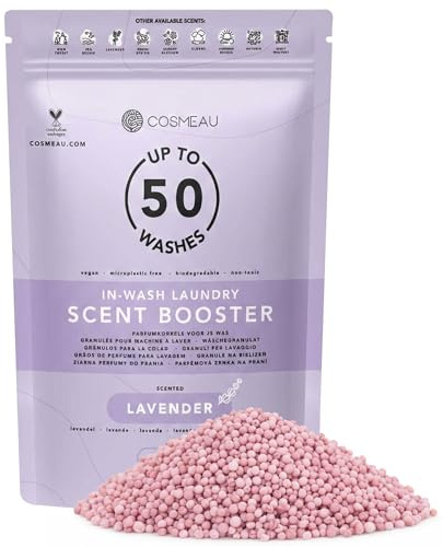 Cosmeau Wäscheparfüm Perlen Lavendel Nachfüllpackung - Nachhaltige Duftperlen für Waschmaschine - Bis zu 50 Waschladungen und 24 Wochen Frische - Plästik Frei, Vegan & Zero Waste