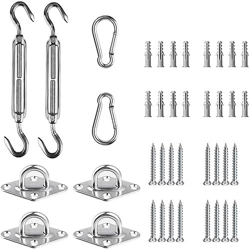 MENGH Sonnensegel Befestigung Set Befestigung Sonnensegel HardwareKit 304 Edelstahl Markisen Befestigungsset für Garten, sonnensegel zubehör Befestigung for Dreieck und Quadrat Hardware Zubehör Kit