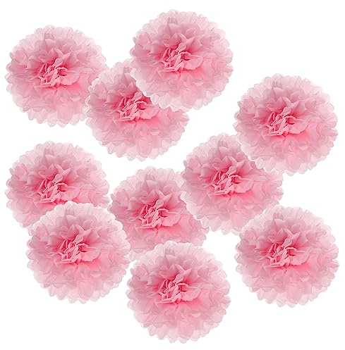 PATIKIL 6 Fazzoletto Pom Poms Fiori, 10pz Carta Fiore Palla per Matrimonio Sposa Doccia Compleanno Addio Nubilato Festa Sfondo Decorazione, Luce Rosa