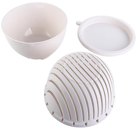 Salad Cutter Bowl Multi-Function Lettuce Slicer Plastic Fruit Vegetable Cutting Bowl Double Layered Rotatable Kitchen Colander Strainer