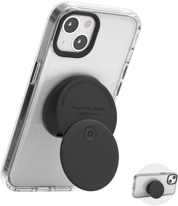 RHINOSHIELD Grip O (MagSafe-kompatibel) | Griff mit ausklappbarer Halterung für MagSafe-kompatible Handyhüllen, Hoch- und Querformat, Telefonhalter, Smartphone-Zubehör - Klassisches Schwarz