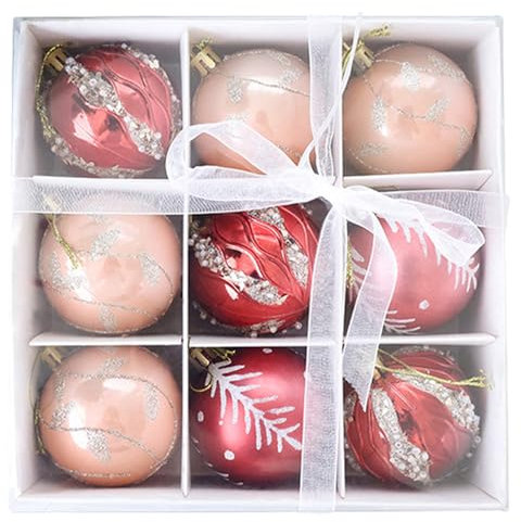Lambo Decorazioni per palline di Natale | Decorazioni per albero di Natale 6 c 8 cm con Spago Palla di Natale Dipinta a Mano, Bulk per la decorazione del cortile