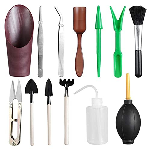 Kit de trasplante de suculentas,ERYUE 13PCS Mini herramientas de mano de jardín Bonsai suculentas en miniatura Juego de herramientas de plantación Mini herramientas de cuidado de plantación de jardín