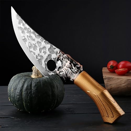Muxel Das besondere Kochmesser, Hackmesser, Küchenmesser und Outdoormesser mit Lederscheide aufwendig verziert extrem schön - extrem scharf