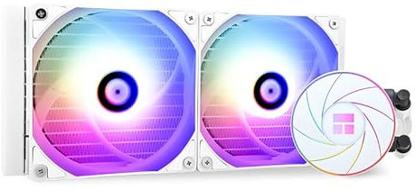 THERMALRIGHT Aqua Elite 240 Blanco ARGB CPU refrigeración por agua, enfriador de CPU Aio blanco, tamaño de 240 filas de refrigeración, ventilador PWM de 2 x 120 mm, rodamientos S-FDB, para