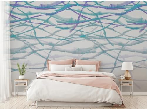 Fototapete Blumen 3D Tapeten 3D Effekt Wohnzimmer Schlafzimmer Vliestapete Neue Chinesische Stil Hand Aquarell Abstrakte Linien Natur Grau Graffiti Steinoptik Kinder Tapeten