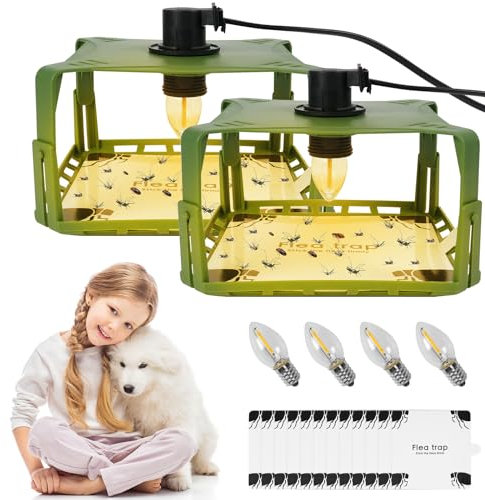 flintronic 2PCS Trampa para Pulgas, Trampa Antipulgas, Mata Chinches, Repelente de Plagas Trampa para Pulgas, Libre de Químicos, Uso en Interiores, 12 Discos Adhesivos