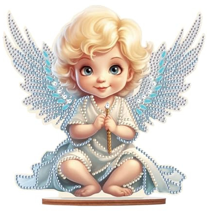 DCIDBEI Pittura con Diamanti Ornamenti Angelo 13x20cm Punto Croce Kit da Ricamare Decorazione da Tavolo Elfo Diamond Painting Decorazione del Soggiorno e Della Scrivania Fata per Principianti