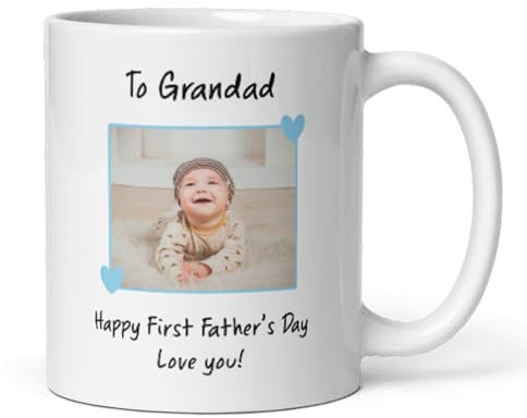 Confidently Quirky - Personalised Photo Grandad First Father's Day White Mug, Father's Day For New Grandad, Father's Day Gift From Baby, New Dad Father's Day Gift