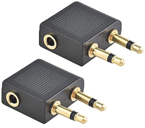 ZOULIN-STAR 2 PCS Airplane Headphone Adaptor, Plane Headphone Adaptor Flight Headphone Adapters Plane Headset Converter for Headphones, AUX 3.5mm Mono Jack Plugs to 3.5mm