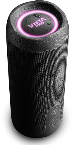 Vieta Pro Enceinte Bluetooth 5.3 puissante 25 W, résistante à l'eau, batterie 13H, microphone, Aux-In, USB Type C, TWS, compatible avec Alexa | Haut-parleur portable Goody 4. Noir