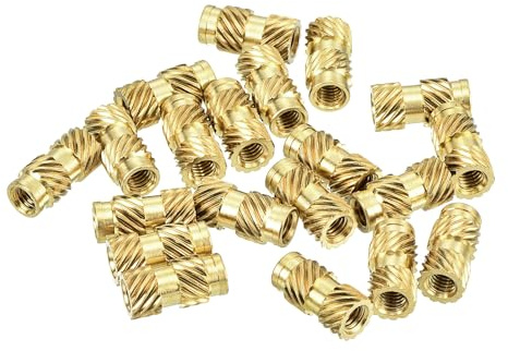 sourcing map Knurled Insert Nuts, 80Pcs M3 x 10mm L x 5mm OD 3D Printing Brass Nuts Female Threaded Inserts Brass Heat Set Insert Embedment Nut