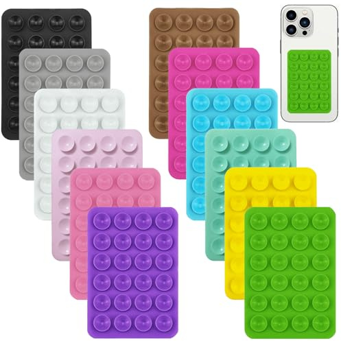 12pcs Phone Suction Pad, Silicone Holder - Sticky Grip for Phone, Wall, Glass