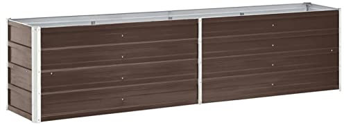 ShGaxin Garten-Hochbeet Verzinkter Stahl 240×40×45 cm Braun, Palettenrahmen, Hochteich, Gemüsebeet, Kräuterregal Balkon, Blumenbeet, Kräuterspirale, Tomatenbeet, Pflanzhochbeet - 47046
