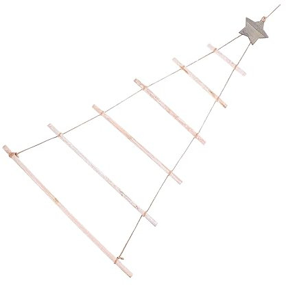 SEWOART Weihnachtsbaum Zweighalter Holz Holzleiter Weihnachtsleiter Zum Hängen Rustikale Wanddekoration Mit Seil Für Adventskranz Und Weihnachtsdeko