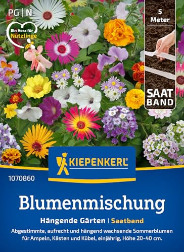 Kiepenkerl Blumensamen-Mischung Hängende Gärten 1070860 - Blumensamen für kreative Balkon- und Kübelgestaltungen - Wildblumensamen, Blumenwiese, Saatband