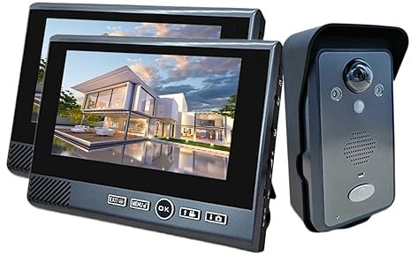 Interphone vidéo sans fil 7 pouces 2,4 G, détection de mouvement sans perforation, longue durée de veille, système de sécurité de sonnette visuelle pour la maison, installation facile (taille : 818-1