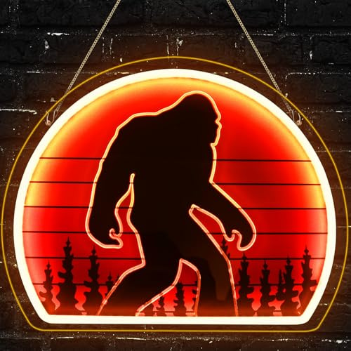 ReyeeInc Bigfoot Neon Sign, Bright USB Powered Sasquatch Neon Lights Sign and Unique UV Printed Funny Big Foot Sasquatch Gifts for Men Cave Women Adults Kids Bigfoot Lovers Wall Art Decors