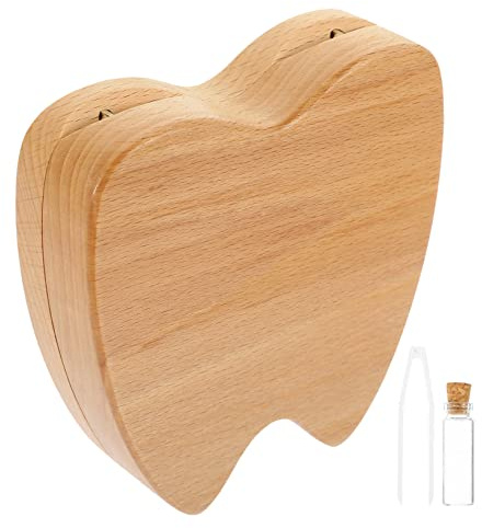 ibasenice Holz Zahnbox für Kinder Aufbewahrungsbox für Babyzähne zur Erinnerung an Wachstum Schöne Form Milk Tooth Kasten
