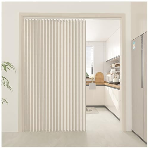APMOE Home Room Darkening Door Curtains, Privacy Pleated Folding Curtain With Magnetic Closure Closet Door Curtains (White, 70x180cm)