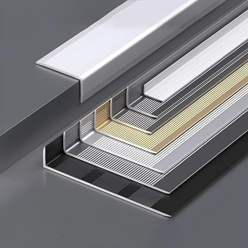 Coayuou Übergangsleiste Boden Laminat Abschlussprofil Bodenschiene 3 Stück 90cm Alu Eckprofil Für Sicheren Tritt Und Stilvolle Akzente An Ihren Treppen(Silber,10 * 5mm)