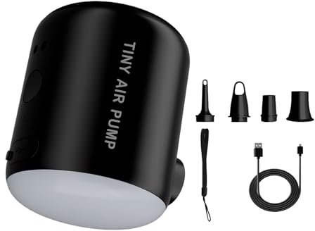 Pompa ad aria per gonfiabili | Gonfiatore portatile ricaricabile con luce LED, 2200 mAh, strumento di gonfiaggio portatile per campeggio, viaggi, casa, piscina, patio, terrazza, picnic