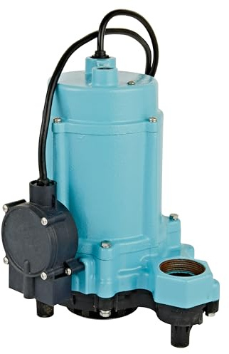 Little Giant 6EC-CIA-DS 1/3 HP, 115-Volt, 3180 GPH Automatic Cast Iron Submersible Sump/Effluent Pump with Polypropylene Base, Piggyback Diaphragm Switch and 10-Ft. Cord, Blue, 506809