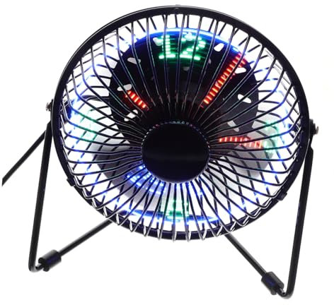 KONTONTY Petit Ventilateur Portable Refroidissement Ventilateur Usb De Bureau Avec Horloge Portatif Usb Dirigé D'horloge Mini Fan Petit Avec Horloge Noir