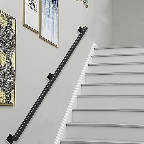 Moderna scala il ringhiera da parete per interni ed esterni, barra di sicurezza in metallo nero in ferro battuto, opzioni di lunghezza da 0,3 m a 6,1 m, elegante guardrail per scale