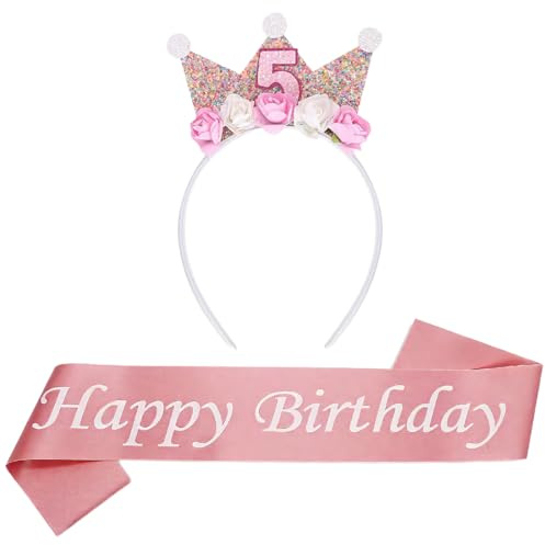 Corona de cumpleaños de 5 años, corona de cumpleaños para niñas, Cinta decorativa de cumpleaños, corona de regalo para mujer, para decoración de fiesta de cumpleaños