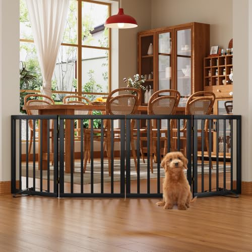 Morwdxef Hundegitter für den Innenbereich 60 cm hoch freistehend Treppengitter für Hunde 4-teilig faltbar Haustiergitter für Innen, Treppen, Türen und Flure