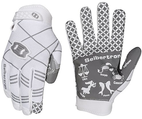 Seibertron Pro 3.0 Twelve Constellations Elite Ultra-Stick Sporthandskar – Amerikansk Fotboll Handskar för Vuxna (White, XL)