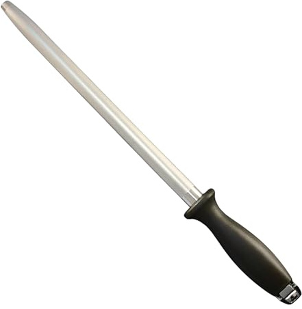 WOLFCUT Fusil à aiguiser ovale - 30 cm de longueur d'utilisation - Revêtement diamant - Aiguiseur professionnel pour couteaux de cuisine et couteaux à viande - Poignée antidérapante - Tige d'affûtage